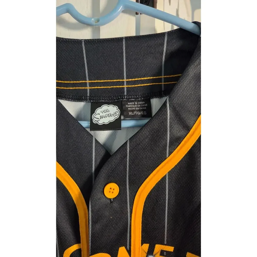 The Simpsons Bart Simpson Baseball Jersey Mens XL Black Orange Springfield